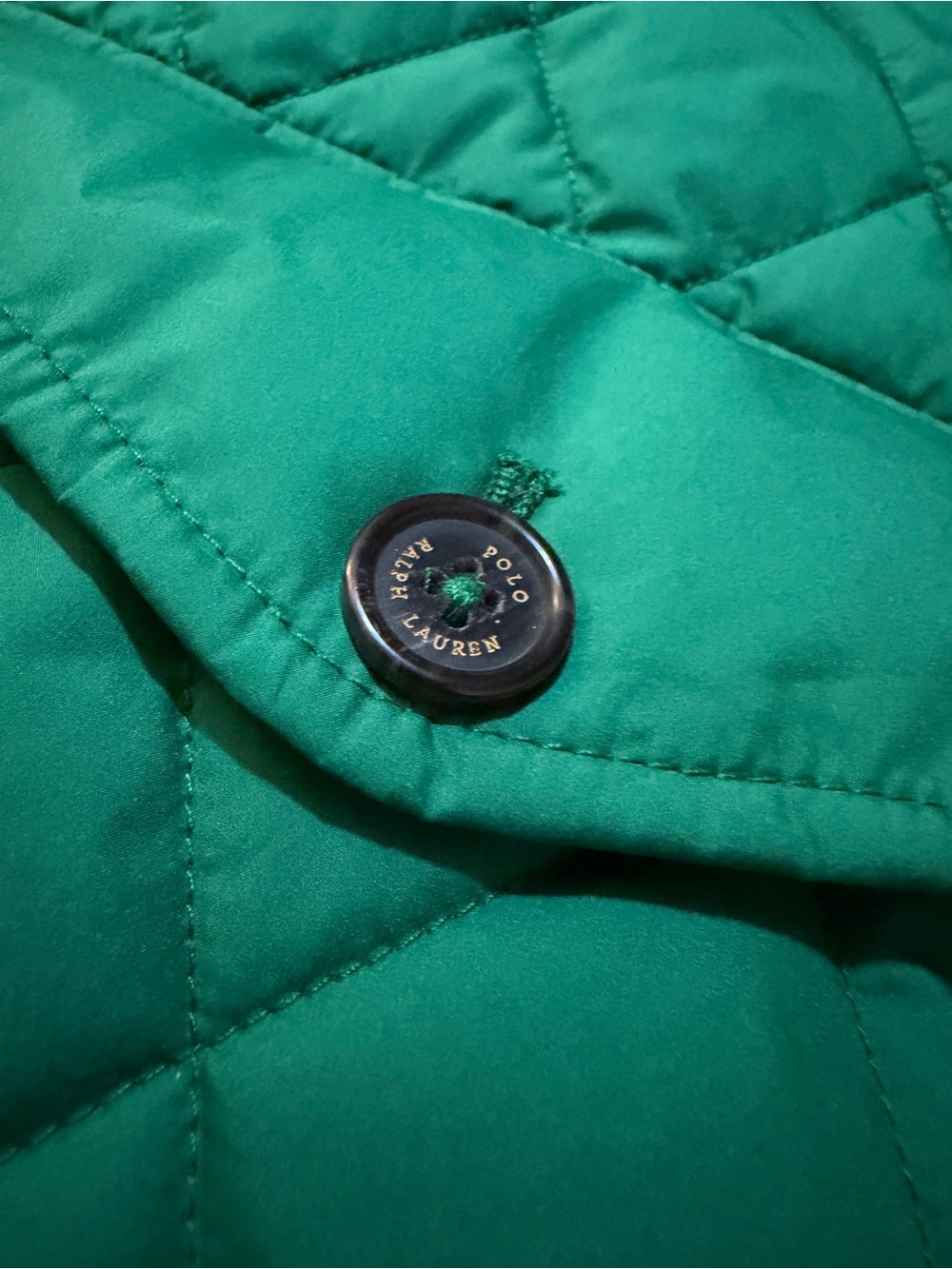 Polo by Ralph Lauren Green Quilted Puffer Jacket with Black Corduroy Collar - Picture 6 of 8